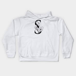 Letter S Monogram - Floral Initial Kids Hoodie